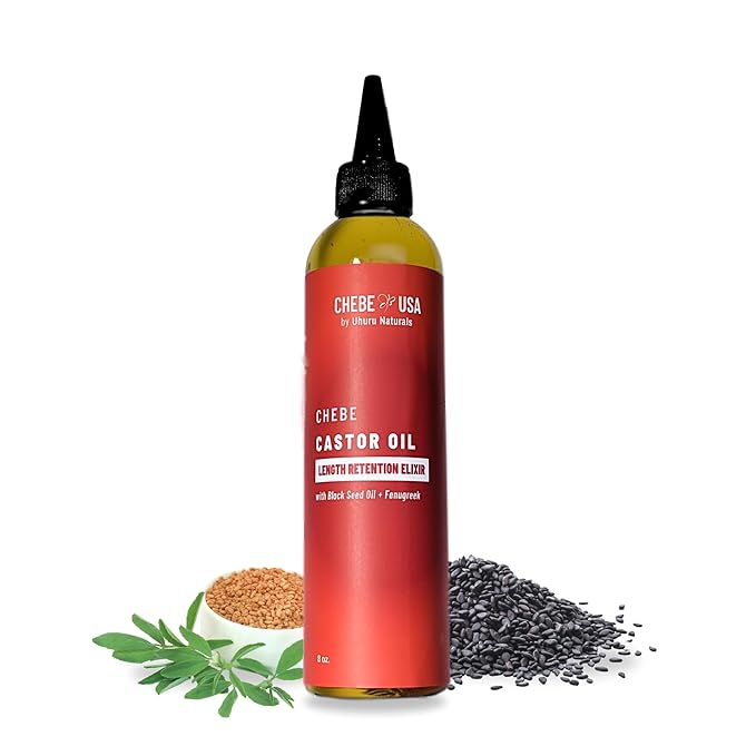 Original Chebe Castor Hair Growth Oil (8oz) – Made in USA Longer Thicker-Looking Hair with Rosemary – Authentic Chebe for All Hair Types Encourages Hair Retention for Lush, Vibrant Strands