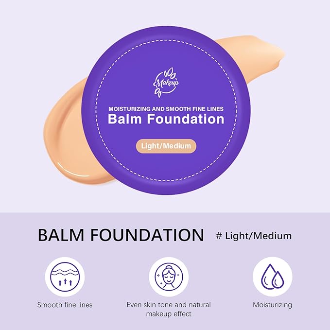 Foundation for Mature Skin–Hydrating Age-Defying Makeup Coverage Balm Foundation, Non-Settling Formula for Older Women, Blurs Fine Lines, Satin Finish for All Skin Types (Light/Medium)