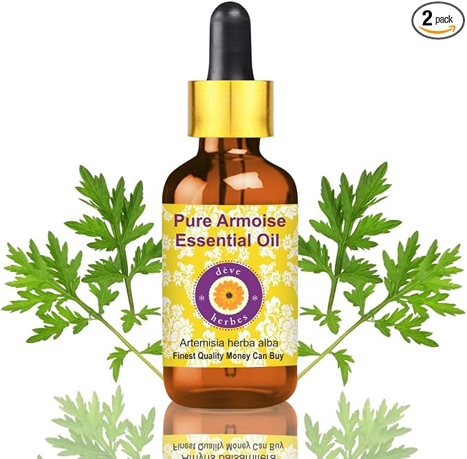 Deve Herbes Pure Armoise Essential Oil (Artemisia herba alba) with Glass Dropper Steam Distilled 15ml (0.50 oz)