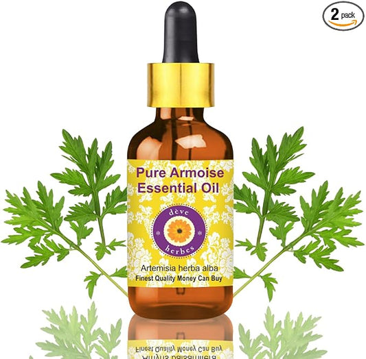 Deve Herbes Pure Armoise Essential Oil (Artemisia herba alba) with Glass Dropper Steam Distilled 10ml (0.33 oz)