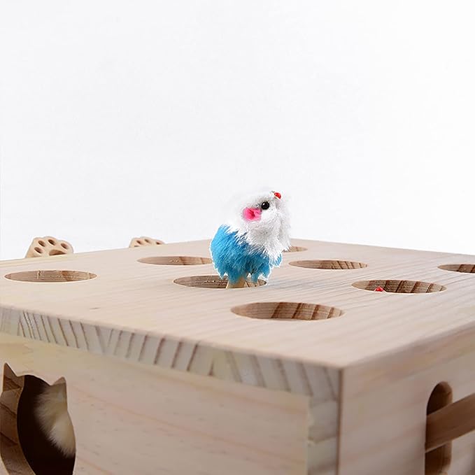 Interactive Wooden Cat Toy, Engaging and Durable Play for Cats and Kittens, Keeps Pets Entertained and Stimulated, Natural Wood Design, Perfect for Indoor Exercise and Fun - Pet Gift Idea