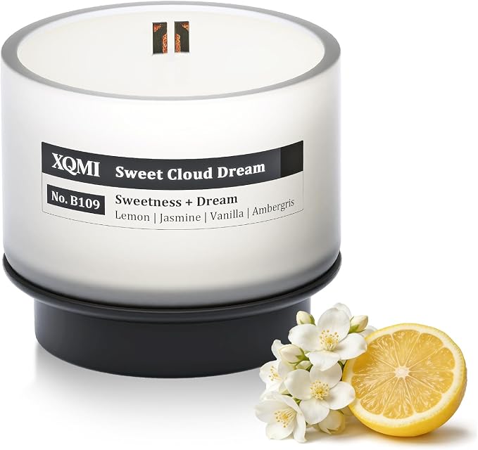 Smart Scented Candle Refill,Sweet Cloud Dream,13% Perfume-Grade Oils,4.25oz Soy Wax,±35H Burn Time,Wooden Wick, Explosion-Proof Glass(Lemon|Jasmine| Vanilla|Ambergris)