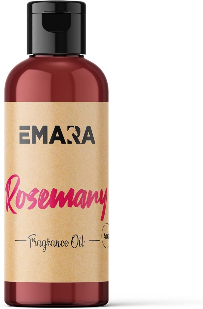 EMARA All Natural Herbal Rosemary Essential Oil for Diffusers, Skin Care, Aromatherapy Fragrance Oil, Organic Therapeutic Grade 4 fl oz