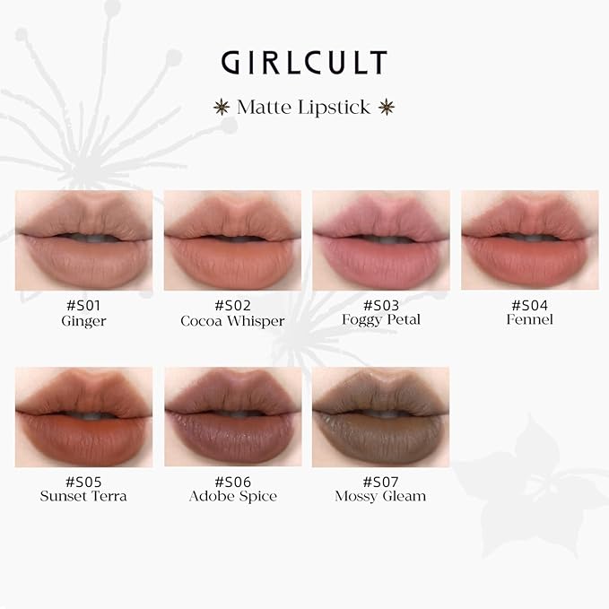 GIRLCULT Matte Lipstick – Long Lasting Velvet Finish, Smudge Proof & Lightweight Lipstick for Women, Transfer Proof One-Swipe Color, Gift for Her (S06)