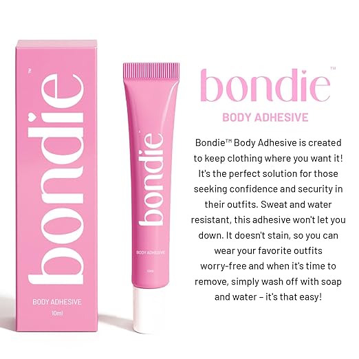 Liquid Body Adhesive for Clothes - Fashion Tape Alternative for Low-cut Styles, Strapless Dresses and Work Blouses - Clothing Glue That Holds All Day - Sweat and Dance Proof, Fast Drying - 20ml