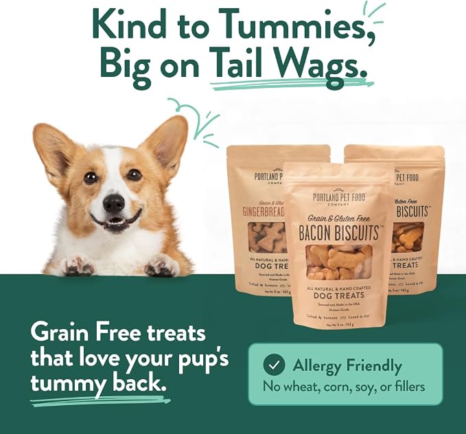 Portland Pet Food Dog Treats Variety, Healthy, Grain-Free Biscuits, 3 Pack | Pumpkin, Gingerbread & Bacon, Human-Grade, Limited Ingredient, Natural Low Calorie Training Treats, Puppy to Senior, USA Made