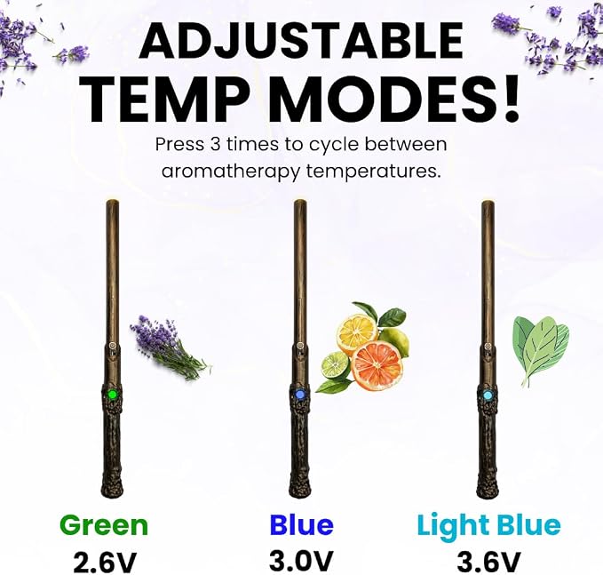 Rechargeable Aromatherapy Wand Diffuser with Adjustable Thread Design, 12-Inch Slim Battery Stick for Pocket or Bag, Includes Storage Box, Sleek Wellness Gift for Travel, Office or Daily Use
