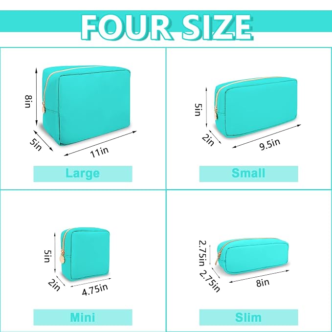 UIXIZQ Small Makeup Pouch for Purse, Nylon Travel Toiletry Storage Pouch Cute Preppy Cosmetic Bag for Women Girls, Waterproof Makeup Organizer Skincare Bag Purse with Zipper (Small-Cotton Candy)