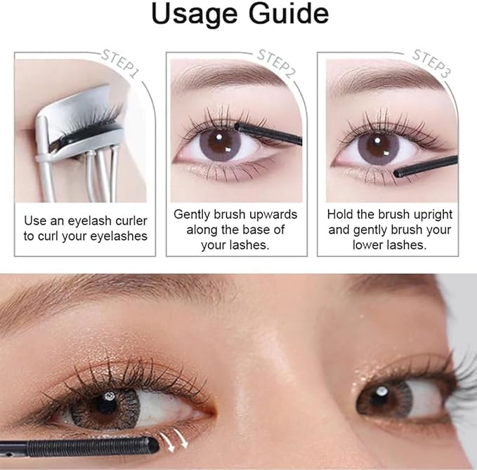 Zkyo Iron Wand Mascara, Waterproof Metal Mascara Wand,Liquid Lash Extensions Effect, Waterproof & Long-Lasting, No Flaking, No Clumping, 3D Curling Eyelash(Black)（1PC)