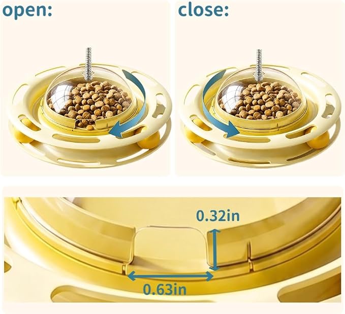 JINTONE Cat Tumbler Toy, UFO Interactive Cat Toy with Rotating Track Ball and Feather Wand, Indoor Enrichment Toy for Kittens and Adult Cats, Treat Dispenser Included