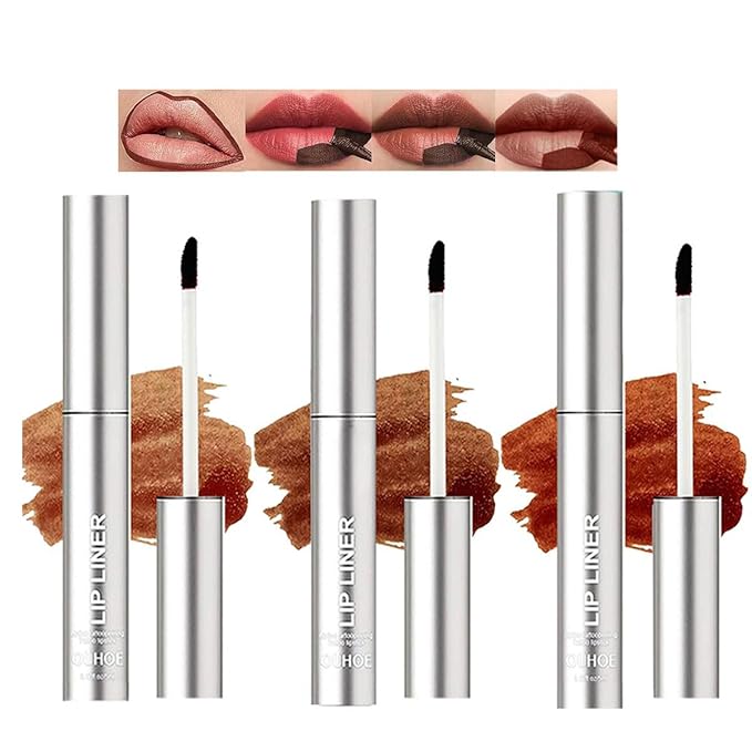 3PCS Peel Off Lip Liner Set,Long Lasting Lip Stain Peel Off,Waterproof Stay On All Day,Transfer-Proof,Highly Pigmented,Natural Instant Lipstick