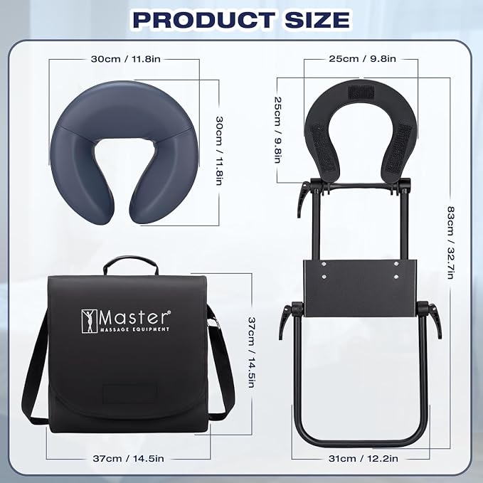Master Massage Home Massage Headrest Kit Professional for Bed, Adjustable Headrest & Pu Face Cushion for Private Masseuse, Face Down Pillow Mattress Top Massage Kit Family Use (Cream)