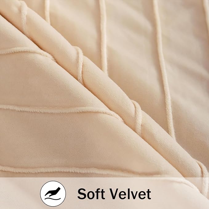 Velvet Throw Pillow Covers 20x20 inch Pack of 2 Gold Decor Cream | Soft Solid Pillow Covers,Modern Luxury Home Decor,for Couch Chair Sofa Bedroom Livingroom,Hidden Zipper,Ideal Gift,Easy Care