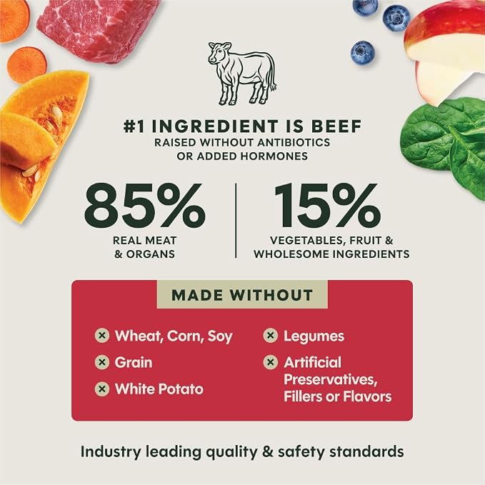 Instinct Freeze Dried Meals, Natural Dog Food, Grass-Fed Beef, 14 oz. Bag | FreshDried raw, 85% meat & organs, 15% non-GMO vegetables, fruits & other wholesome ingredients, supports overall vitality