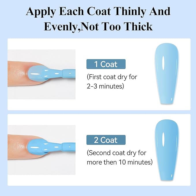 Blue Nail Polish Quick Dry Pastel Nail Lacquer Sheer Color, Light Blue Regular Fast Dry Fingernail Polish Bulk Non Gel Long-Lasting DIY Salon Gift for Women