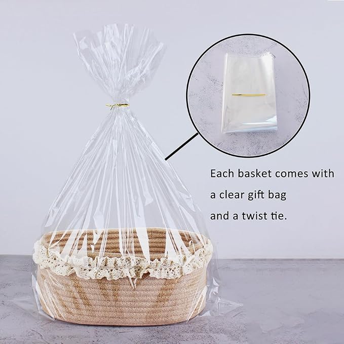 Yimi's Dream Basket for Gifts Empty, Small Brown Storage Basket for Shelves | Cute Jute Woven Gift Basket with Handle for Easter, Baby Shower, Birthdays, Nursery, Families Decorative(Oval, 12"x 8"x 5")
