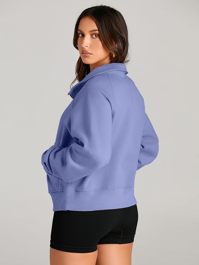 AUTOMET Womens Sweatshirts Half Zip Fleece Pullover Fall Outfits | Fall Fashion Clothes 2026,Cropped Sweatshirts,Cute Y2k Tops,Quarter Zipper Sweater,Winter Loungwear Outfits