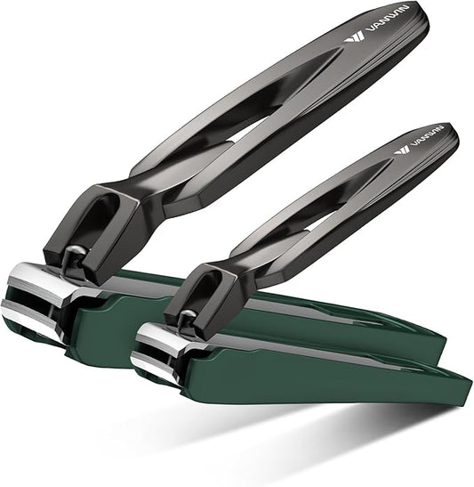 Nail Clippers for Men with Catcher, 2-Pack Large & Small Anti-Splash Nail Clippers for Fingernails & Toenails, Sharp Stainless Steel Heavy-Duty Self-Collecting Nail Cutter for Men Women