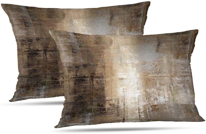 Lumbar Throw Pillow Covers,Pack of 2 Soft Velvet Decorative Cushion Cover for Sofa Bedroom Car (12X20 inch, Taupe)