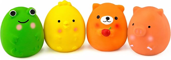 CHIWAVA 4PCS 2.4" Squeak Latex Puppy Toy Funny Animal Sets for Small Dog
