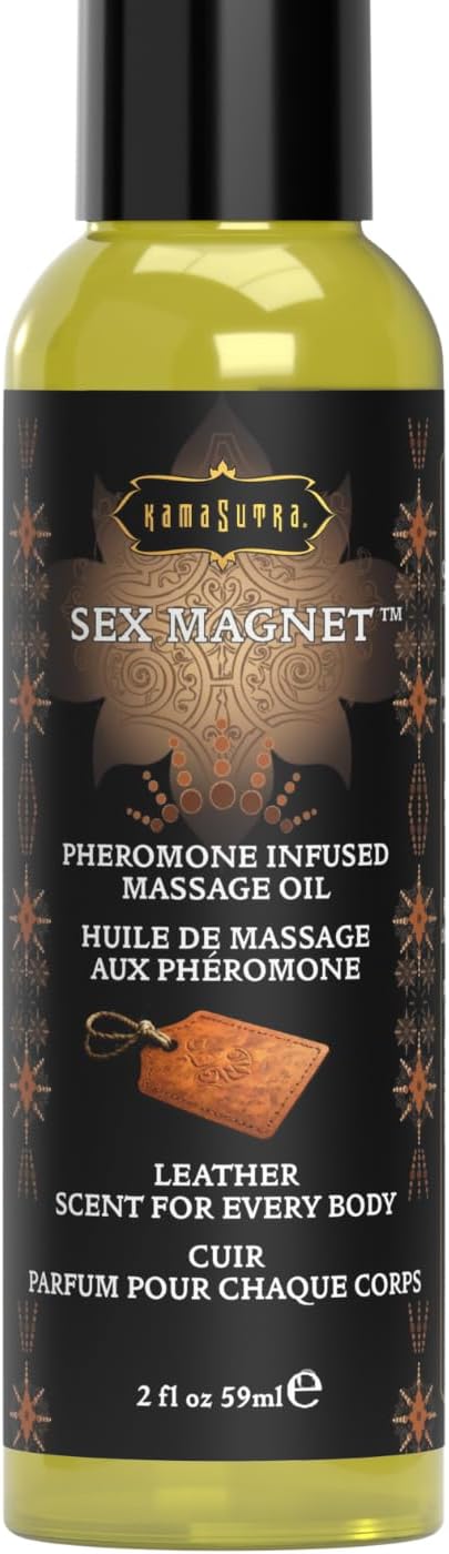 KAMA SUTRA Sex Magnet Pheromone Massage Oil Leather- 2 Fl Oz Bold Leather Scent