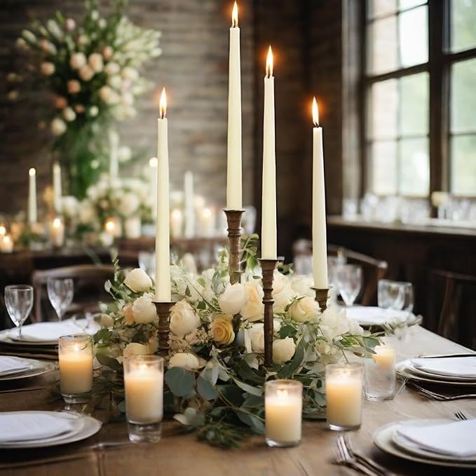 Ivory Taper Candles 4 Pack Vanilla Cream Scented Candles 10 inch Long Candlesticks for Wedding Festiva Dinner Holiday Decor