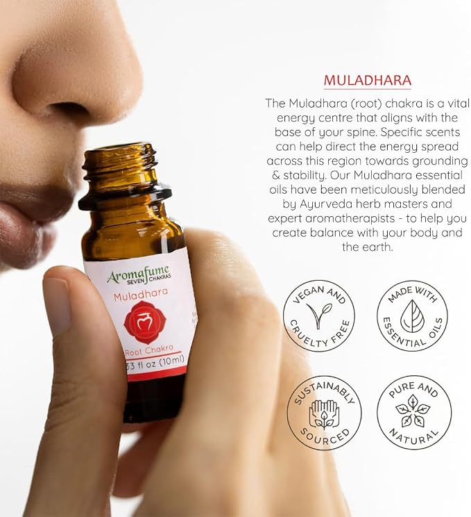 Crown Chakra, Heart Chakra, Root Chakra Essential Oil Diffuser Blends by Aromafume | 3 x 10ml/0.33 fl oz| Aromatherapy Oils for Chakra Balance | Chakra Incense for Meditation, Yoga, Reiki