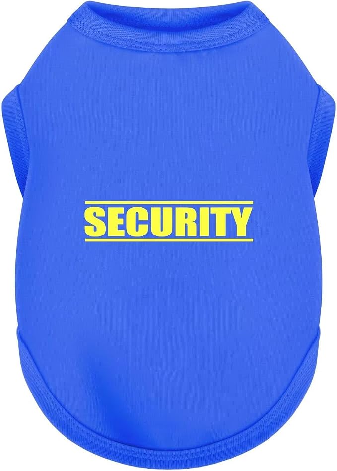 Discover Cozy Cotton Canine Wear: Soft, Lightweight, and Breathable Dog Shirt Vest with Eye-Catching Graphics(Security), Keeping Your Furry Friend Warm and Comfy! Blue XS