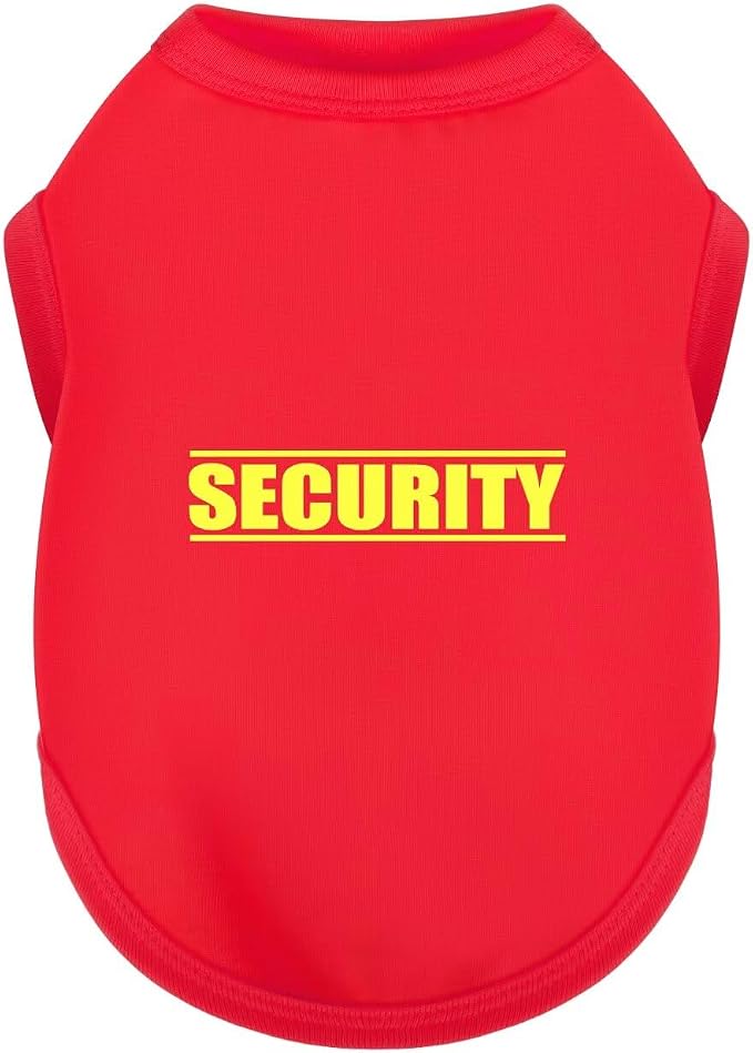 Discover Cozy Cotton Canine Wear: Soft, Lightweight, and Breathable Dog Shirt Vest with Eye-Catching Graphics(Security), Keeping Your Furry Friend Warm and Comfy! Red XXS