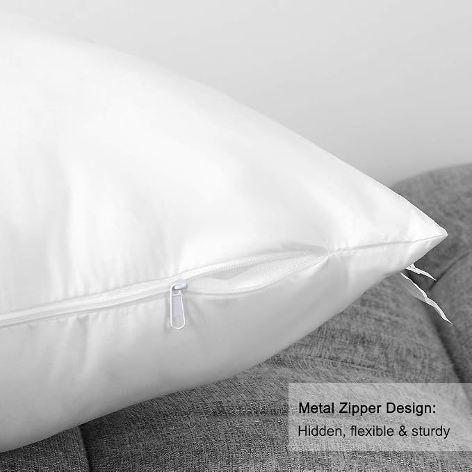 OTOSTAR Throw Pillows Inserts 18x18 Inches, Set of 4 Square Form Cushion Stuffer for Couch, Sofa, Bed - Indoor Decorative Pillows Inserts - White