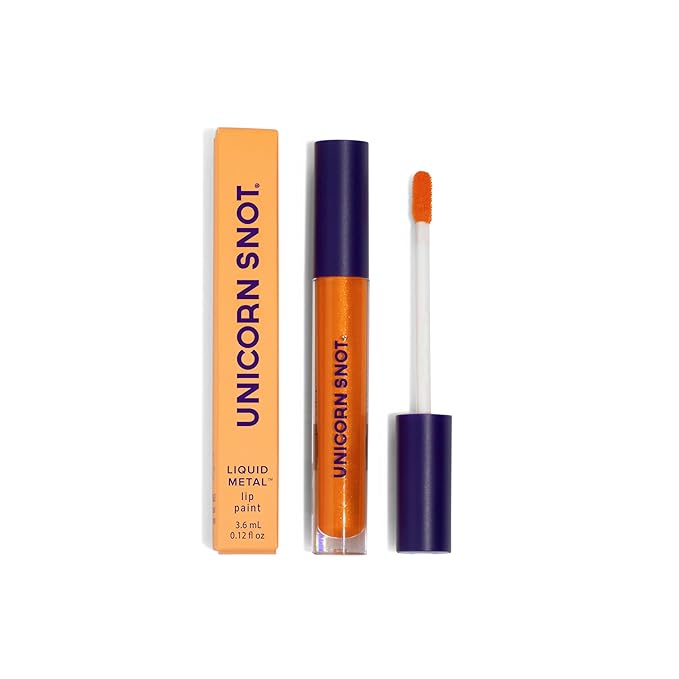 UNICORN SNOT Liquid Metal Lip Paint | Intense Pigment, Non-drying, Metallic Lip Color Makeup for Holiday, Stocking Stuffers, Christmas Gift | Vegan & Cruelty-free Lip Makeup - BLAZE (Sunset Orange)
