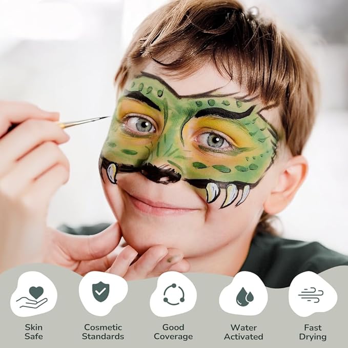 Janolia Face Painting Kit for Kids, Camo Face Paint Kit, Water Activated Face Paint, Rainbow Split Cake Face Body Paint, Ideal Facepaint Makeup Kit for Kids Party Cosplay Halloween Easter Carnival