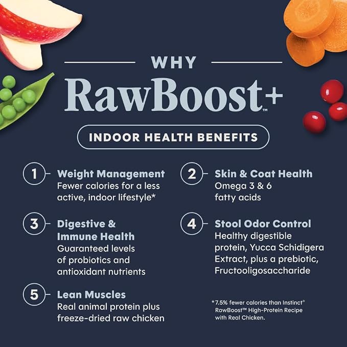 Instinct RawBoost Indoor Health, Dry Cat Food + Freeze Dried, 5 lb. Bag | High-protein kibble with FreshDried raw bites, highly digestible chicken, prebiotics and fewer calories for indoor cats
