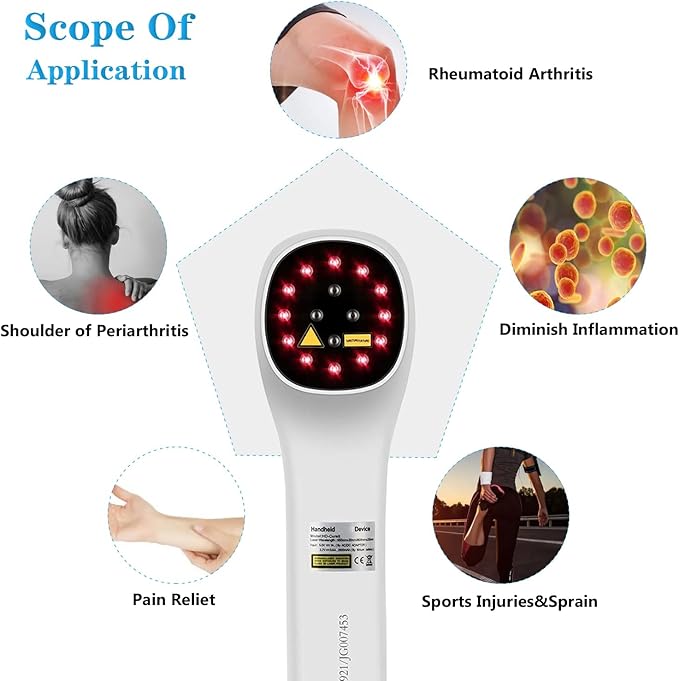 ColdL Red Light Device for Body, Near Infrared Light Wand for Joint Muscle Reliefwith LED Display (12 x 650nm+4 x 808nm)