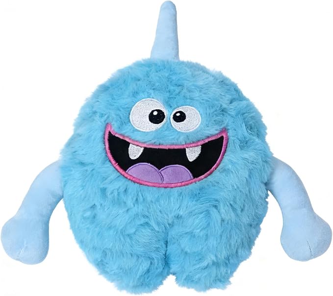 Monster Stuffed Squeaky Dog Toy, Crinkle Dog Plush Toy, Light Blue | Soft Lightweight Toy for Fetch and Chew, Interactive Outdoor Indoor Play for Tug, Birthday Gift, For Puppy Small Medium Dog