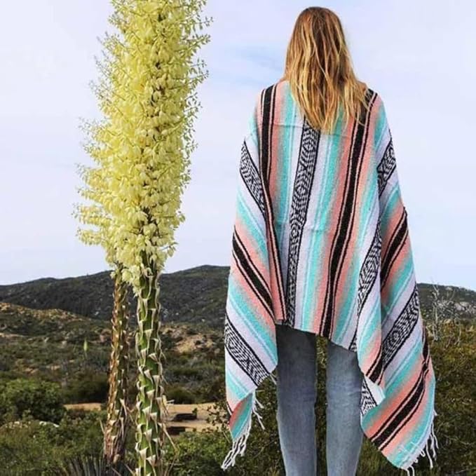 Open Road Goods Bulk Falsa Blankets - Handwoven Authentic Mexican Falsa - Great for Weddings, Yoga, Beach, Picnics, or Mexican Throw! (Mint/Peach, 15 Pack)