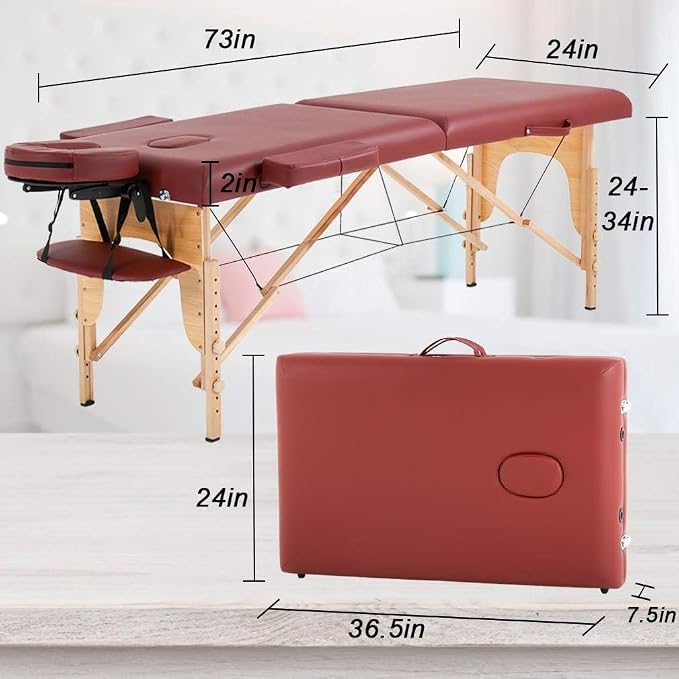 BestMassage Massage Bed Portable Massage Table 24 Inch Wide Lash Bed Height Adjustable 2 Folding Spa Table with Non-Woven Bag for Spa Footmassage Facial CareSpa Tattoo
