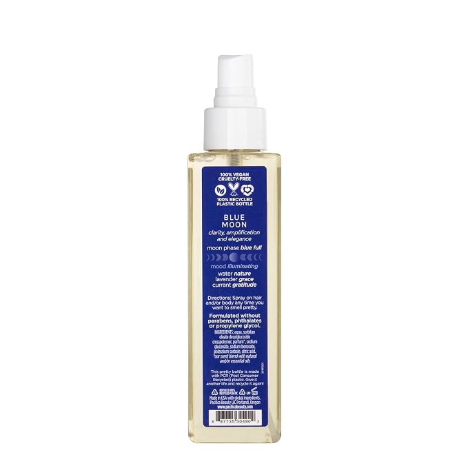 Pacifica Hair Perfume & Body Fragrance Spray Mist - Blue Moon with Lavender & Currant – Alcohol-Free, Vegan & Cruelty-Free, 6.5 oz