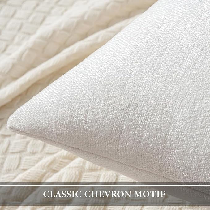 MIULEE Pack of 2 Pure White Decorative Pillow Covers 18x18 Inch | Soft Chenille Couch Throw Pillows Farmhouse Cushion Covers for Home Decor Sofa Bedroom Living Room