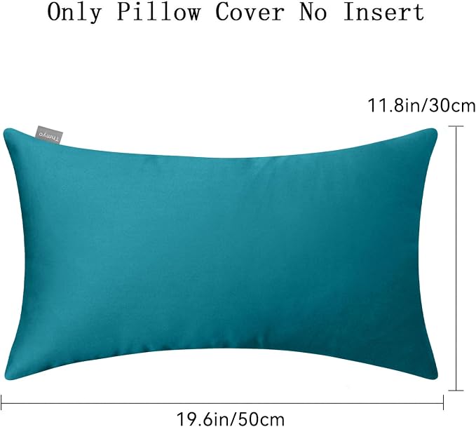 Thmyo 4-Pack 100% Cotton Lumbar Comfortable Solid Decorative Throw Pillow Case, Rectangle Cushion Cover Pillowcase Sublimation Blank Pillow Covers DIY Throw Pillowcase(12x20inch/30x50cm, Lake Blue)