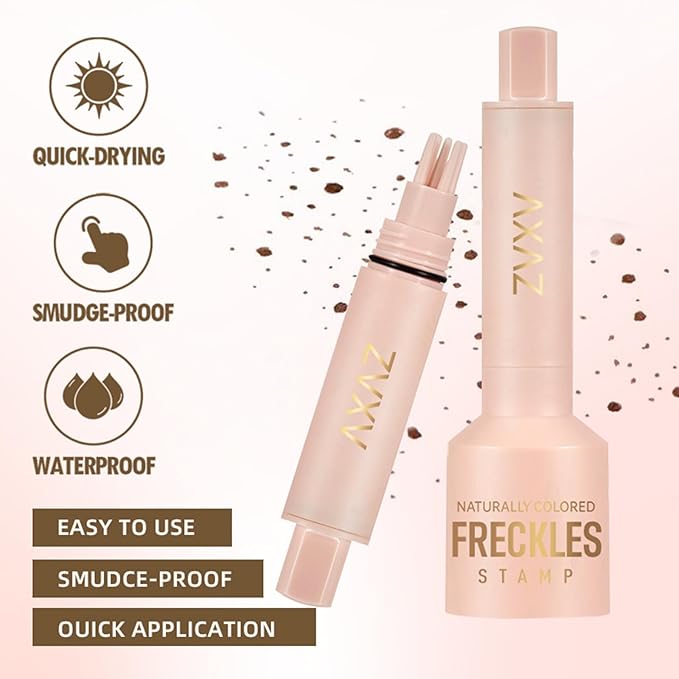 Freckle Stamp, Waterproof Long Lasting Quick Dry Freckle Stamp Pen, 5-Point Faux Freckle Stamp Makeup Tool, 4 Colors Available Natural-Looking Lifelike Sunkissed Face Freckle Makeup (2# Medium)