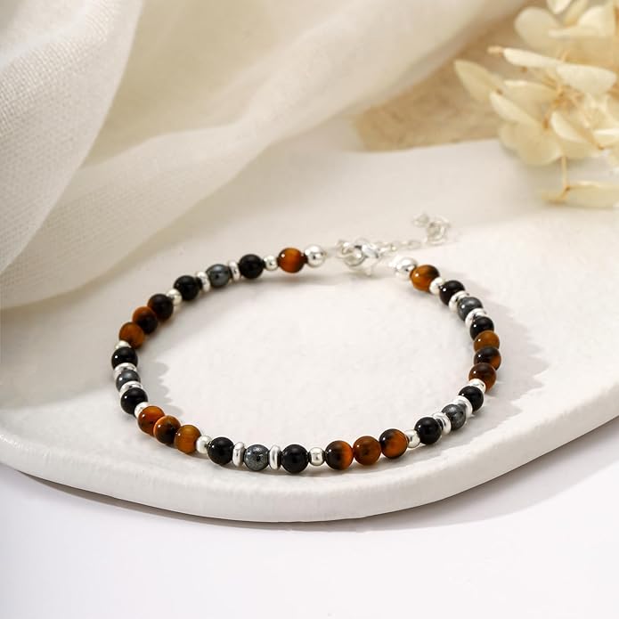 Natural Healing Crystal Bracelet for Women, Anxiety Relief Healthy Pregnancy Triple Protection Citrine Jewelry Gift for Friends Daughter Sister Mom Colleague