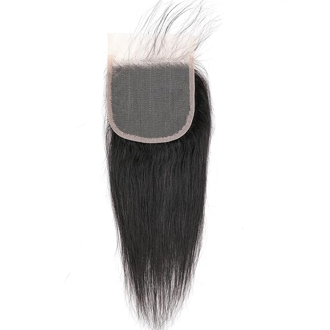 Straight Human Hair Bundles with Closure 20 22 24+18Inch Brazilian Human Hair Bundles with Closure 100% Unprocessed Virgin Straight Hair 3 Bundles with 4x4 Lace Closure Natural Black