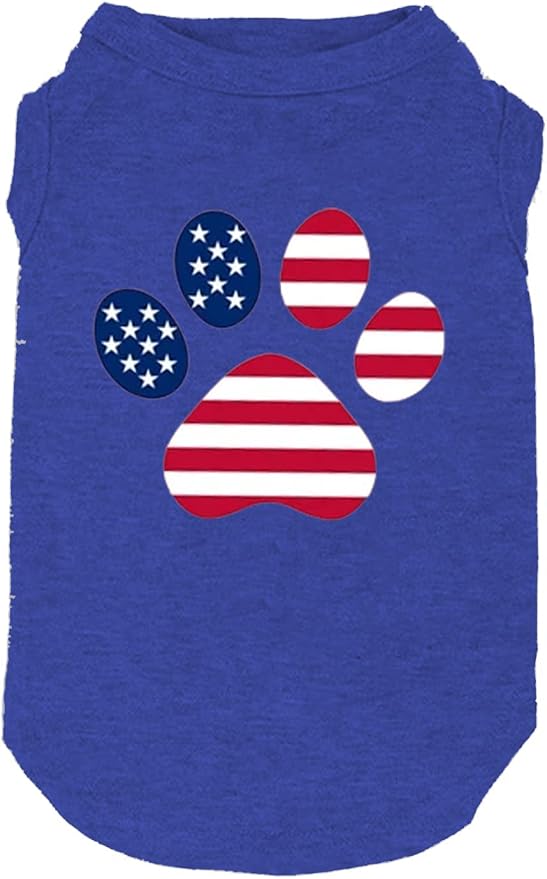 American Flag Printed Dog Shirt - 4th of July Funny Graphic T-Shirt for Small Large Dogs - Sport Vest Pet Supplies Gifts (X-Large, Blue02)