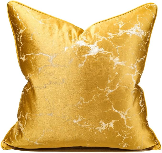 vctops Gold Decorative Luxurious Throw Pillow Covers Jacquard Square Cushion Cases Pillowcase for Bed Sofa Couch Chair Car Home Decor (Gold Yellow,18"x18")