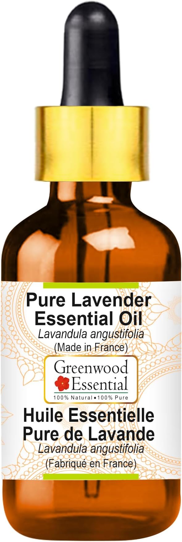 Greenwood Essential Pure Lavender Essential Oil (Lavandula angustifolia) (Made in France) with Glass Dropper Steam Distilled 30ml (1.01 oz)