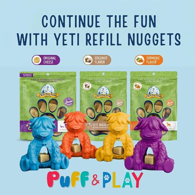 Yeti Puff & Play Interactive Dog Toy, Nugget Treat Dispenser, Orange Yak
