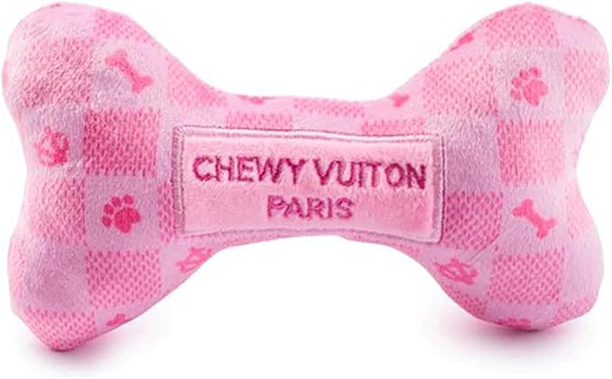 Haute Diggity Dog Chewy Vuiton Bone Plush Dog Toy, Designer Parody Toy
