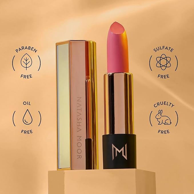 NATASHA MOOR Silk Suede Lipstick: Long-Lasting, Hydrating Semi-Matte Finish - Creamy, Cruelty-Free Formula - Silky Smooth and Highly Pigmented - Mirror for On-the-Go Glamour - WONDER