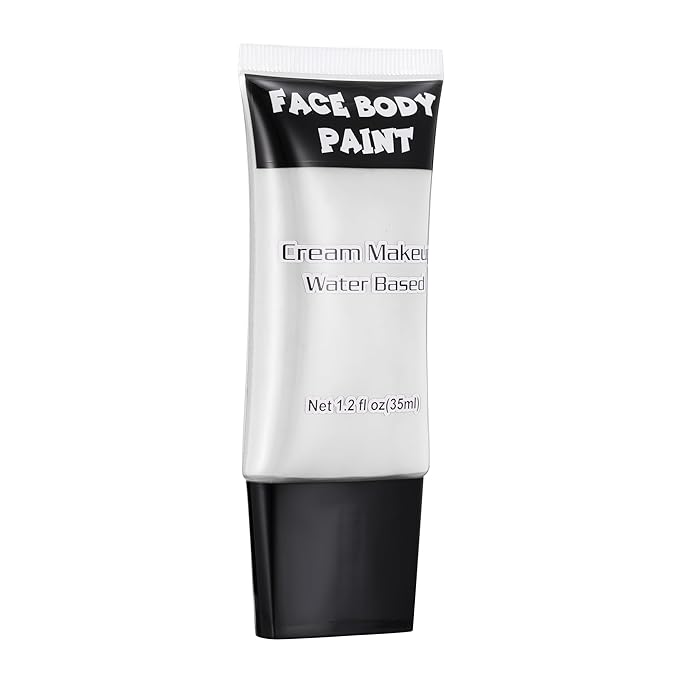 CCbeauty Clown White Face Paint, Cream Face Painting Kit, Professional Water Based Body Paint, Full Coverage Foundation Makeup, Halloween SFX Makeup For Joker Skeleton Ghost Zombie Vampire Cosplay